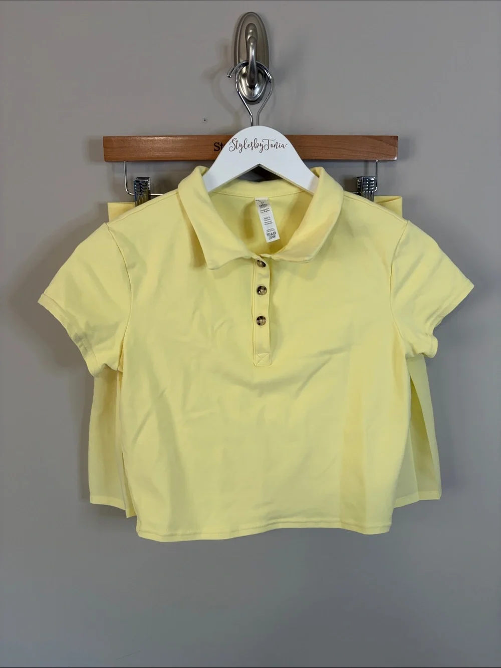 Alo Yoga SET Varsity Tennis Skirt Polo Shirt Buttercup yellow Top M Skirt L